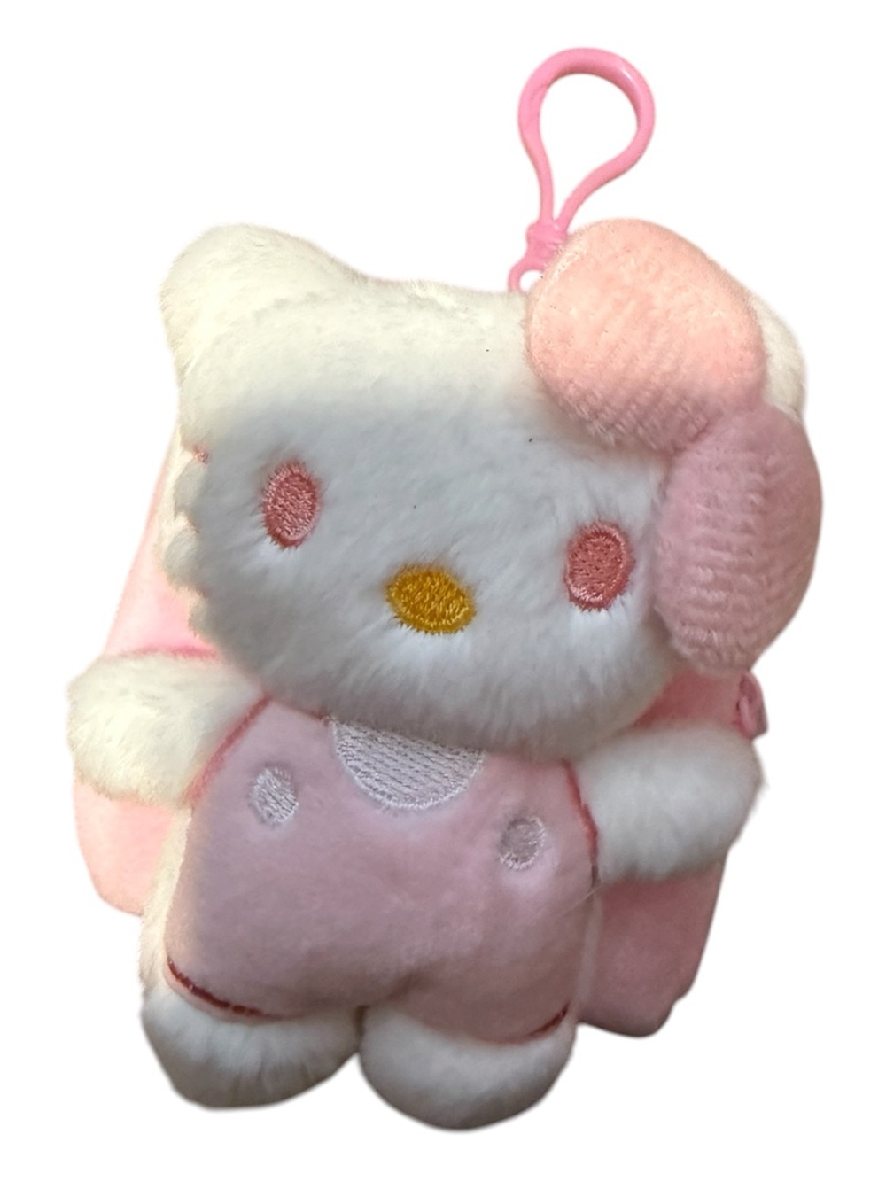Hello Kitty Pink and White Plush Clip-On Backpack Charm